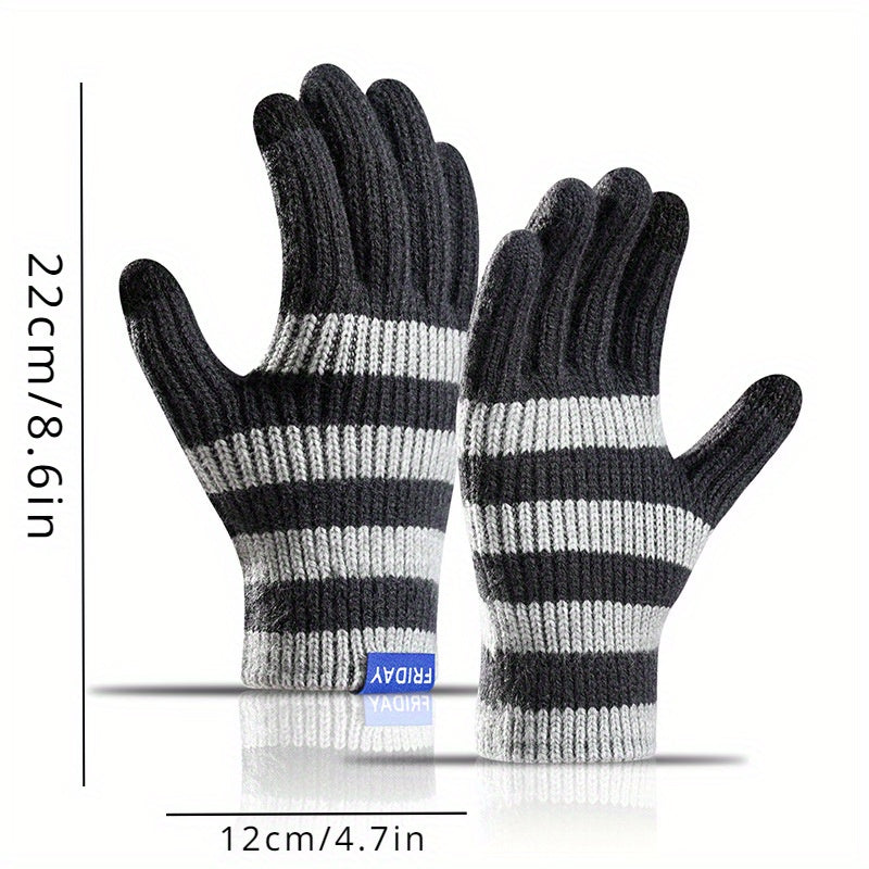 Men's Thick Outdoor Cycling Sports Gloves Coldproof Touch Knitted Winter Warm