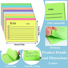 Mixed 9 Sticky Notes 450 Pages Daily Memo Pad