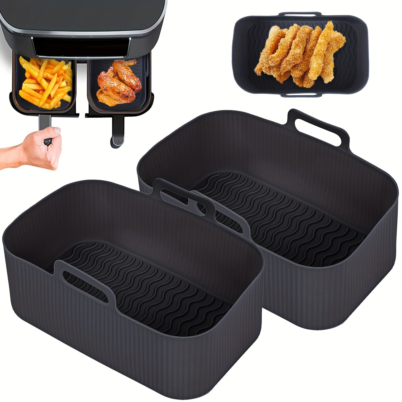 1pc Air Fryer Silicone Tray Baking Basket