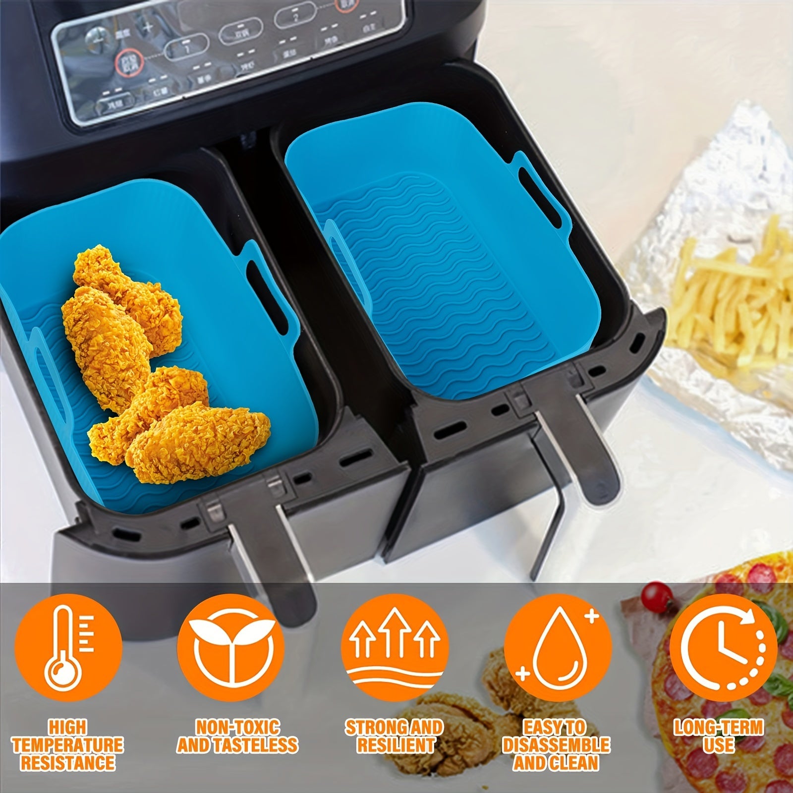 1pc Air Fryer Silicone Tray Baking Basket