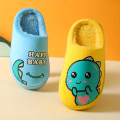Dino Fleece House Shoes for Boys, Indoor Winter Walking Shoes
