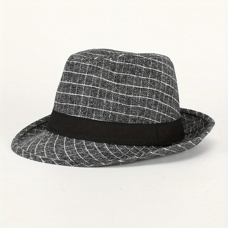 Classic Plaid Vintage Top Hat Sun Hat for Men Women