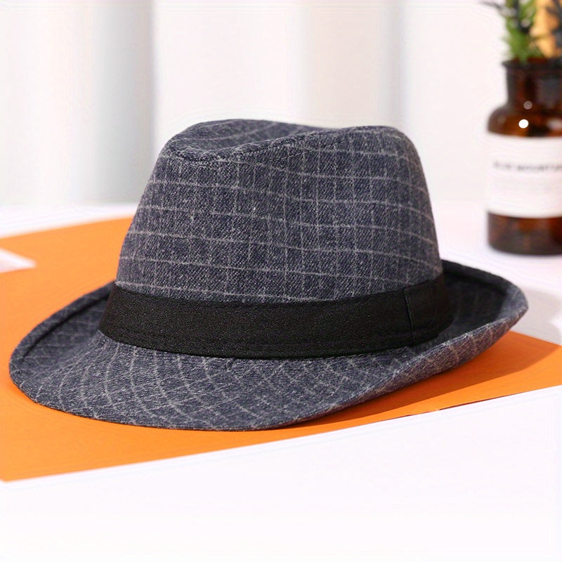 Classic Plaid Vintage Top Hat Sun Hat for Men Women