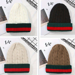 Striped Knitted Beanie Hats Thick Warm For Women & Men Autumn Winter