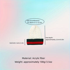 Striped Knitted Beanie Hats Thick Warm For Women & Men Autumn Winter
