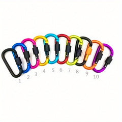 10pcs D-shaped Buckle w/ Lock Screw Cap Aluminum Alloy Backpack Hanging Buckle