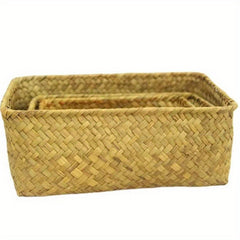 3pcs Natural Plant Woven Storage Baskets for Living Room Bedroom Bathroom