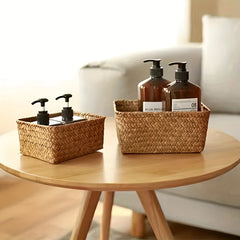 3pcs Natural Plant Woven Storage Baskets for Living Room Bedroom Bathroom