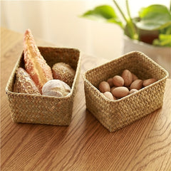 3pcs Natural Plant Woven Storage Baskets for Living Room Bedroom Bathroom