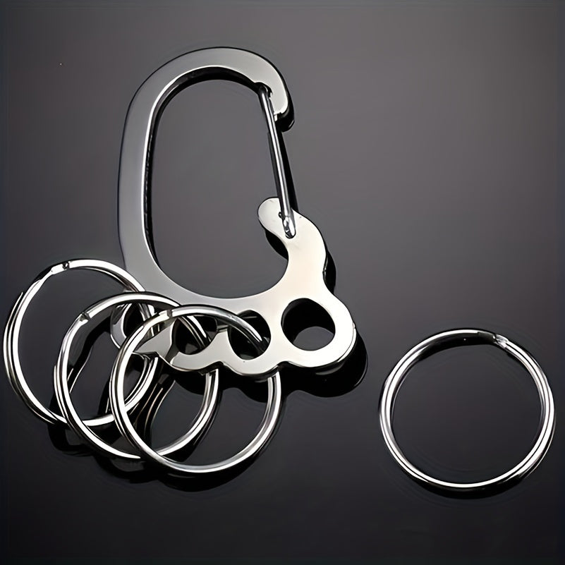 Foot Shaped Keychain w/ 4 Rings Stainless Steel Quick Release Keyring