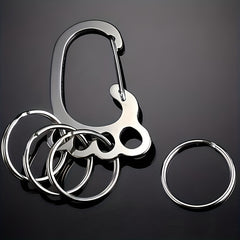 Foot Shaped Keychain w/ 4 Rings Stainless Steel Quick Release Keyring