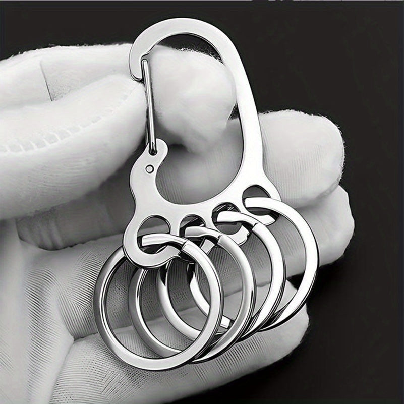 Foot Shaped Keychain w/ 4 Rings Stainless Steel Quick Release Keyring