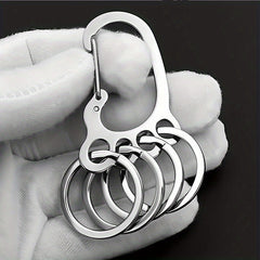 Foot Shaped Keychain w/ 4 Rings Stainless Steel Quick Release Keyring