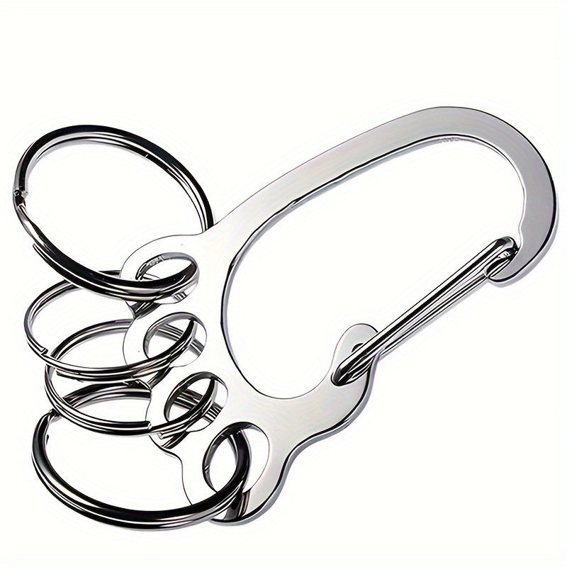Foot Shaped Keychain w/ 4 Rings Stainless Steel Quick Release Keyring