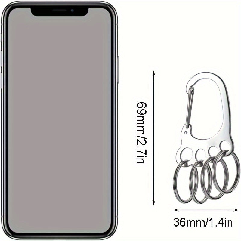 Foot Shaped Keychain w/ 4 Rings Stainless Steel Quick Release Keyring