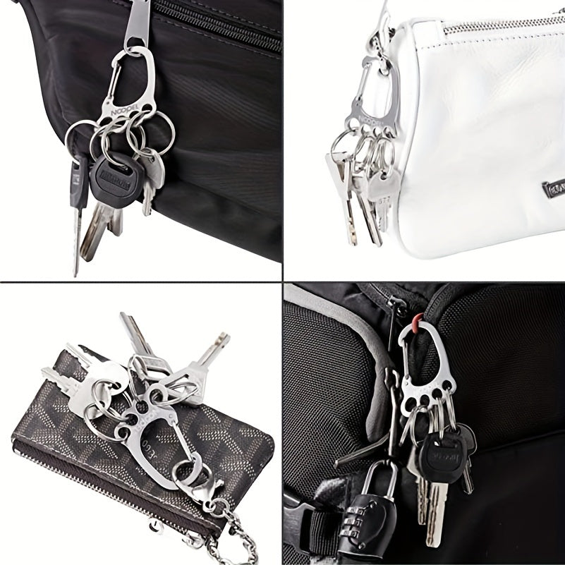 Foot Shaped Keychain w/ 4 Rings Stainless Steel Quick Release Keyring