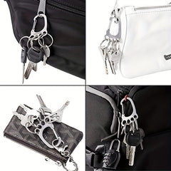 Foot Shaped Keychain w/ 4 Rings Stainless Steel Quick Release Keyring