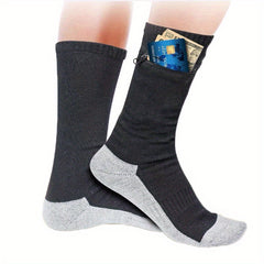 Security Socks With Zipper Pocket Sport Crew Socks