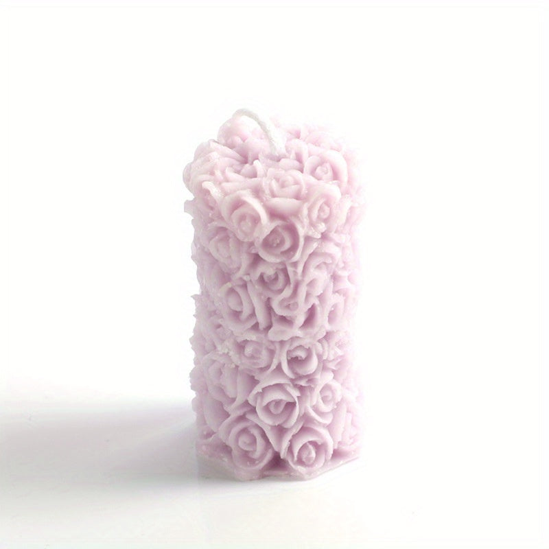Rose Column Aromatic Candle Carved Pattern Smokeless Candlestick