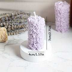 Rose Column Aromatic Candle Carved Pattern Smokeless Candlestick