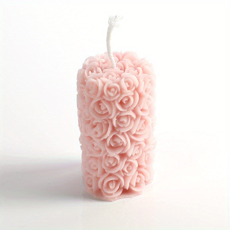 Rose Column Aromatic Candle Carved Pattern Smokeless Candlestick