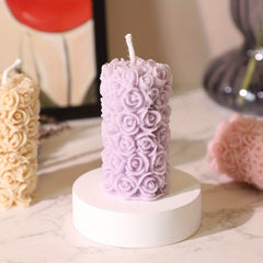 Rose Column Aromatic Candle Carved Pattern Smokeless Candlestick