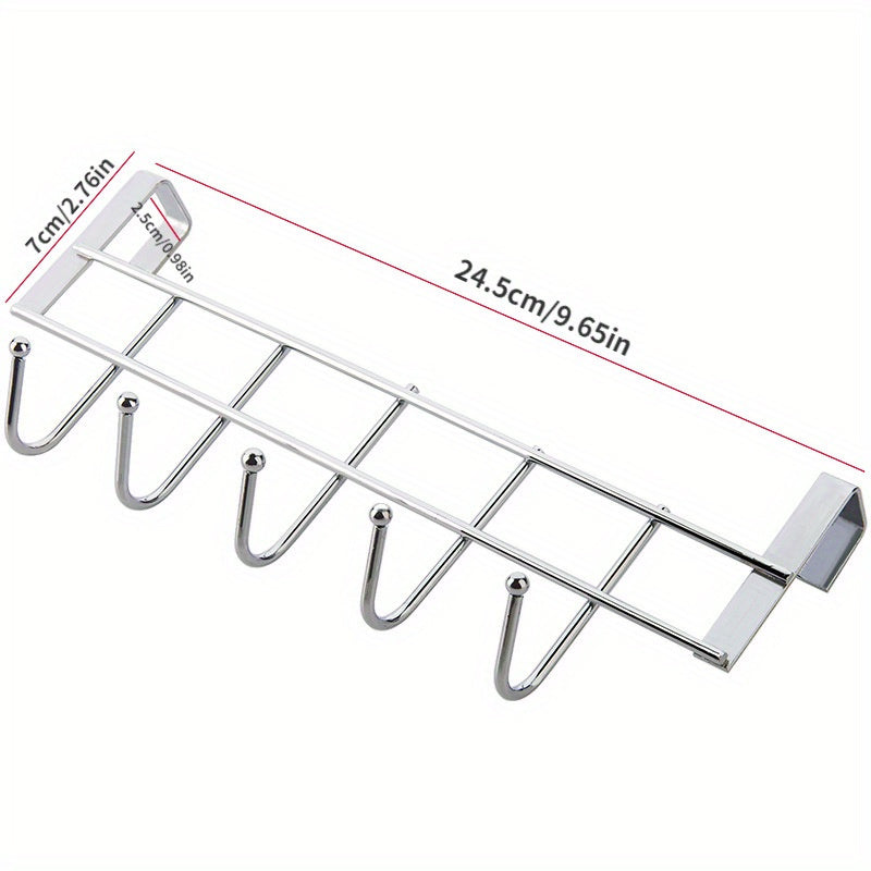 10pcs Stainless Steel Five Hook Door Clothes Hanger