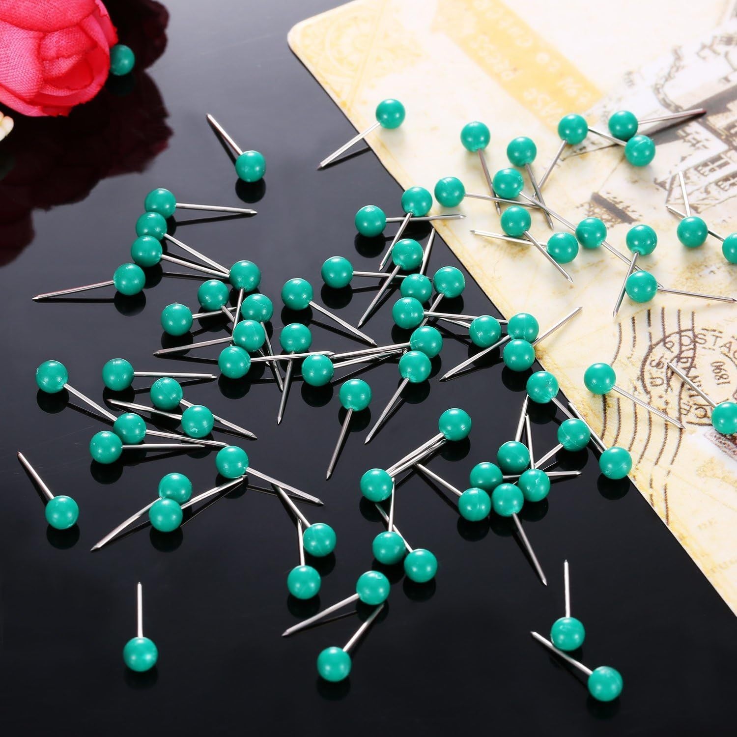 500 Map Pins Small Size Green 1/8 Inch