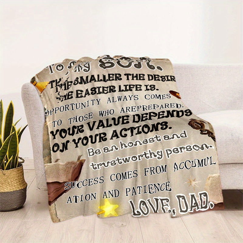 Cozy Gift For Son Print Blanket Lightweight Flannel Throw for Sofa Bed