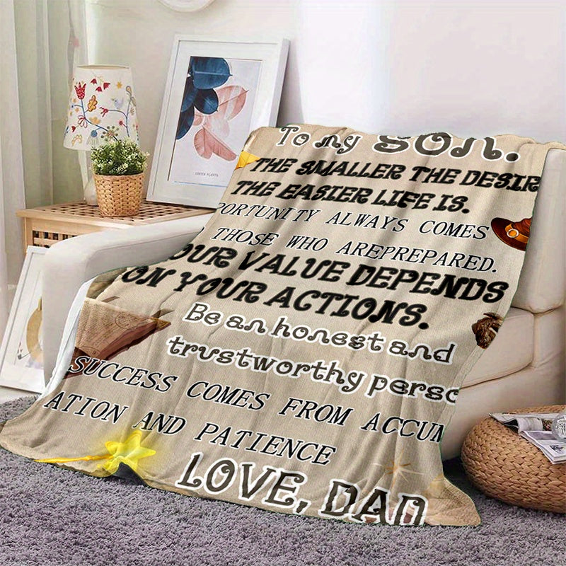 Cozy Gift For Son Print Blanket Lightweight Flannel Throw for Sofa Bed