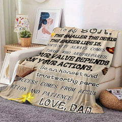 Cozy Gift For Son Print Blanket Lightweight Flannel Throw for Sofa Bed