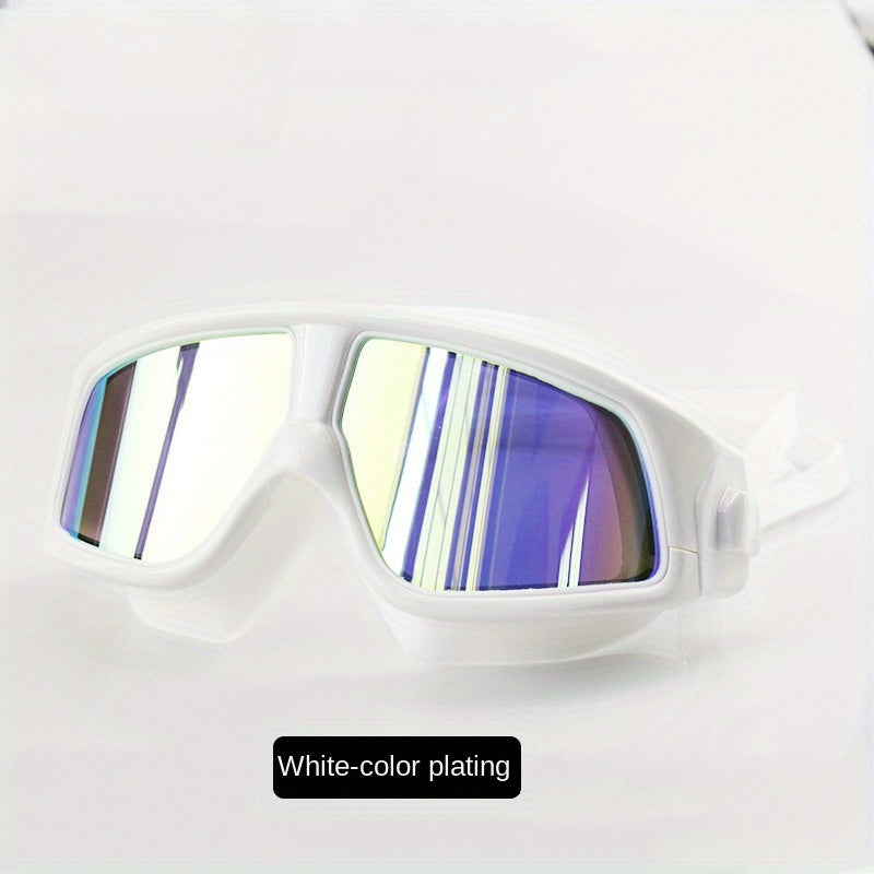 Large Frame Swimming Goggles Silvery plated Anti fog Swimming Goggles