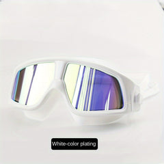 Large Frame Swimming Goggles Silvery plated Anti fog Swimming Goggles