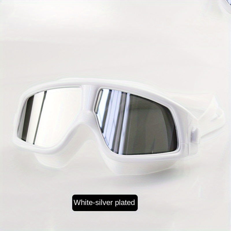 Large Frame Swimming Goggles Silvery plated Anti fog Swimming Goggles