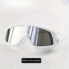 Large Frame Swimming Goggles Silvery plated Anti fog Swimming Goggles