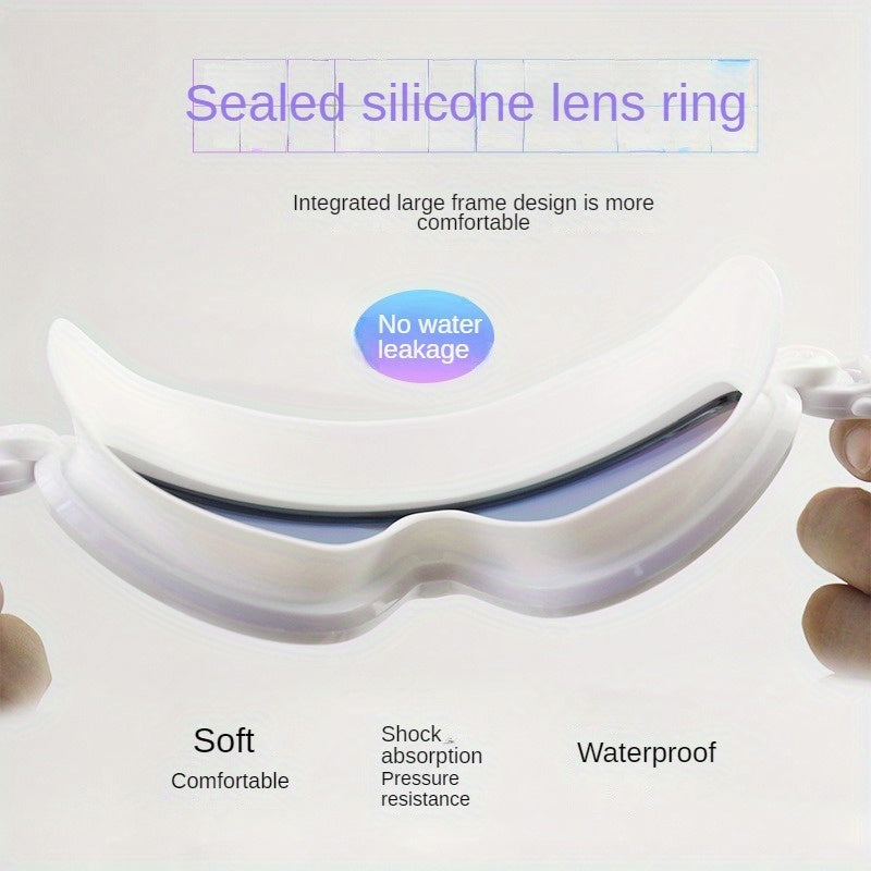 Large Frame Swimming Goggles Silvery plated Anti fog Swimming Goggles