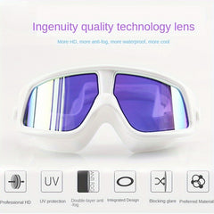 Large Frame Swimming Goggles Silvery plated Anti fog Swimming Goggles