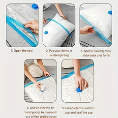 6 Clear Vacuum Compression Storage Bags Sealed Moving Bags For Clothes Blanket