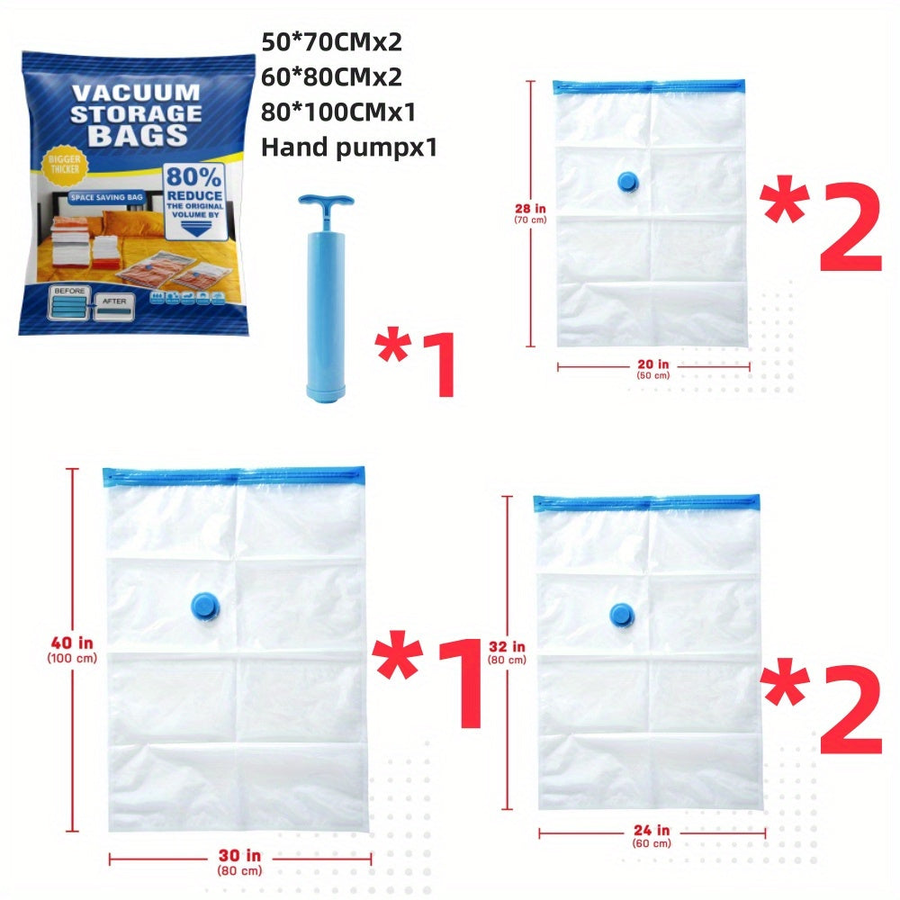 6 Clear Vacuum Compression Storage Bags Sealed Moving Bags For Clothes Blanket