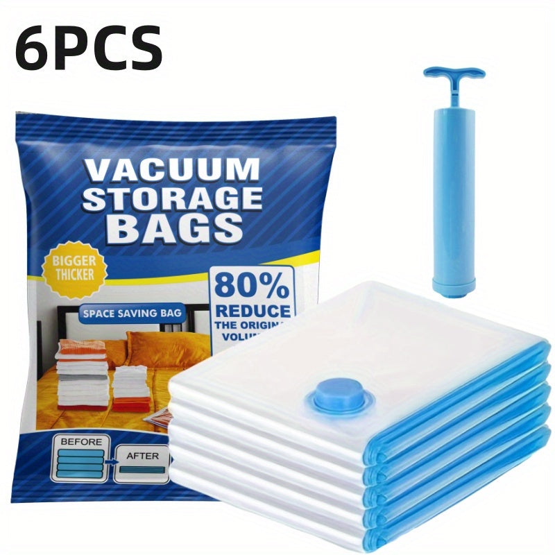 6 Clear Vacuum Compression Storage Bags Sealed Moving Bags For Clothes Blanket