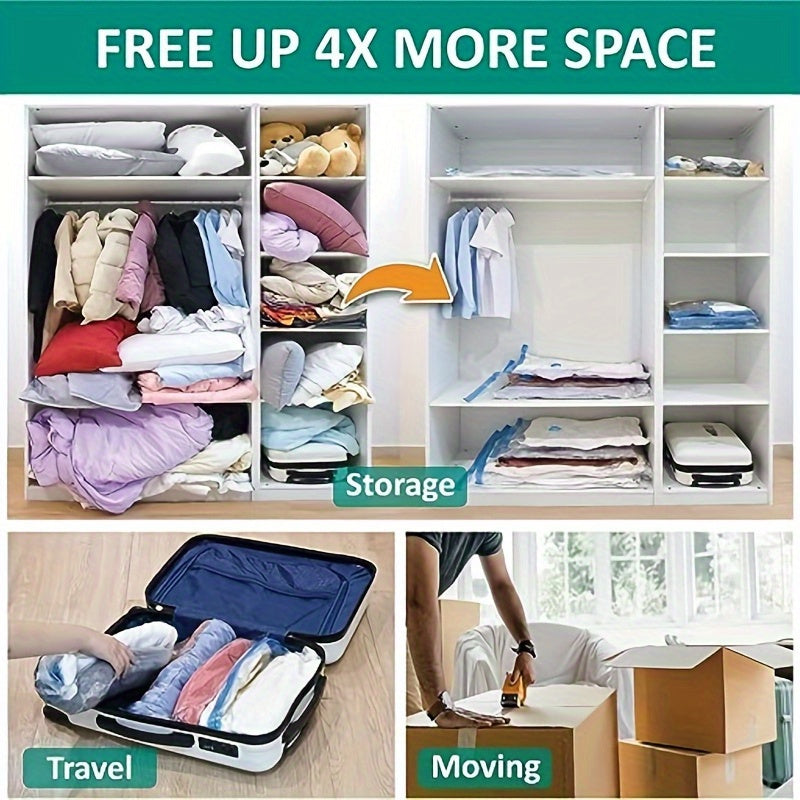 6 Clear Vacuum Compression Storage Bags Sealed Moving Bags For Clothes Blanket