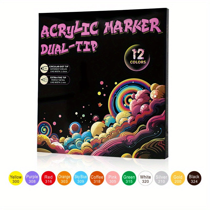 Waterproof Double-Headed Marker Set 12-24-36
