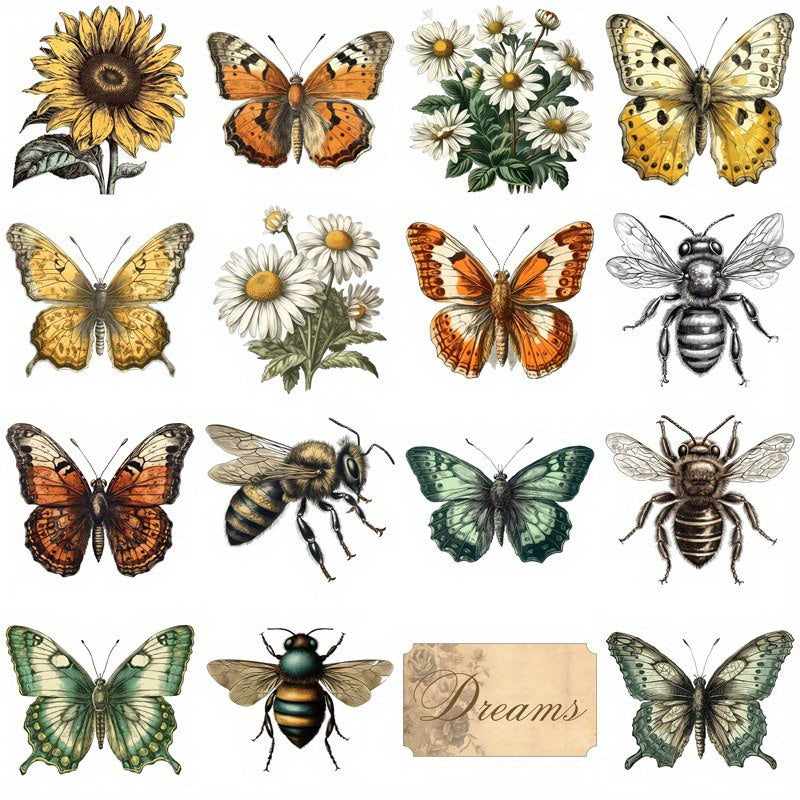 50pcs Retro Animal Stickers Waterproof Vinyl Stickers For Water Bottle Laptops