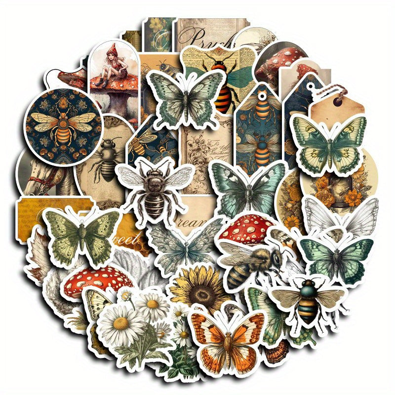 50pcs Retro Animal Stickers Waterproof Vinyl Stickers For Water Bottle Laptops