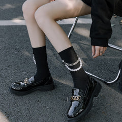 Pearl Chain Mid Calf Socks Men's Punk Style
