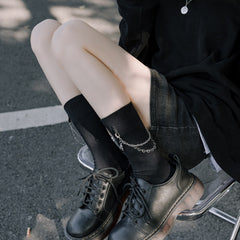 Pearl Chain Mid Calf Socks Men's Punk Style