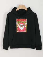 Christmas Print Hoodie For Girls Kids Pullover Hooded Long Sleeve Top