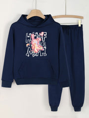 Bunny Print Hoodie & Pants Set for Girls
