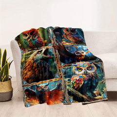 Cozy Little Owls Print Blanket Lightweight Flannel Throw