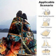 Cozy Little Owls Print Blanket Lightweight Flannel Throw